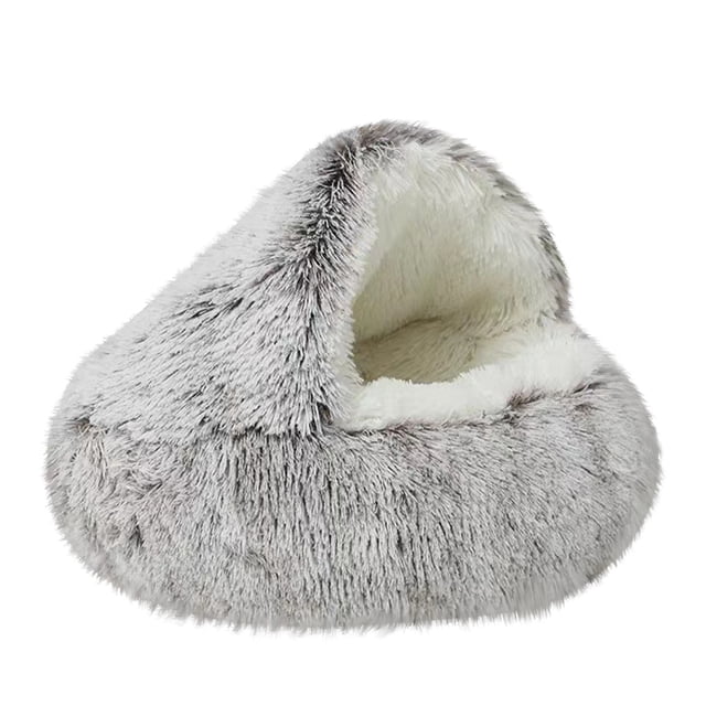 Plush Round Pet Bed 15.7 Inch – Washable Non-Slip Basket, Suitable for Small Pets Under 3kg (Cats/Dogs/Rabbits) (Coffee)