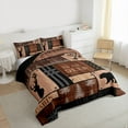 thumbnail image 3 of Feelyou Jungle Bear Deer Full Size Comforter Sets, Rustic Wooden Plank Bedding Comforter Set, Brown Vintage Patchwork Reversible Bedding Sets, Ultra Soft Bedroom Decor, 3pcs, 3 of 8