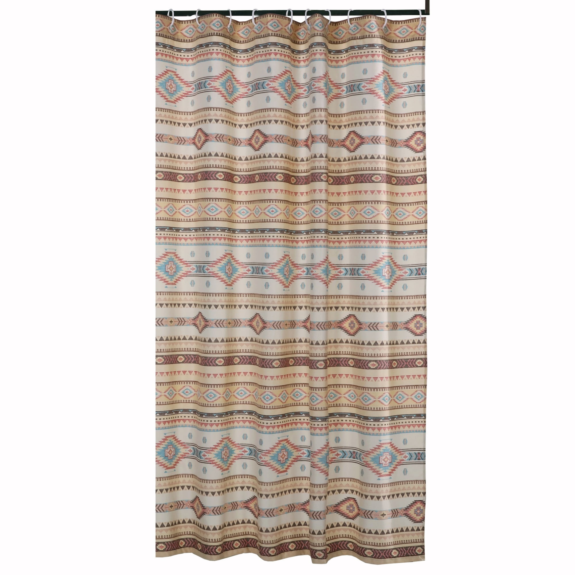 Polyester Shower Curtain with Traditional Kilim Pattern, Multicolor