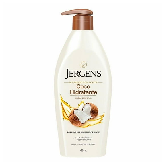 Crema corporal Jergens aceite y agua de coco hidratante 400 ml