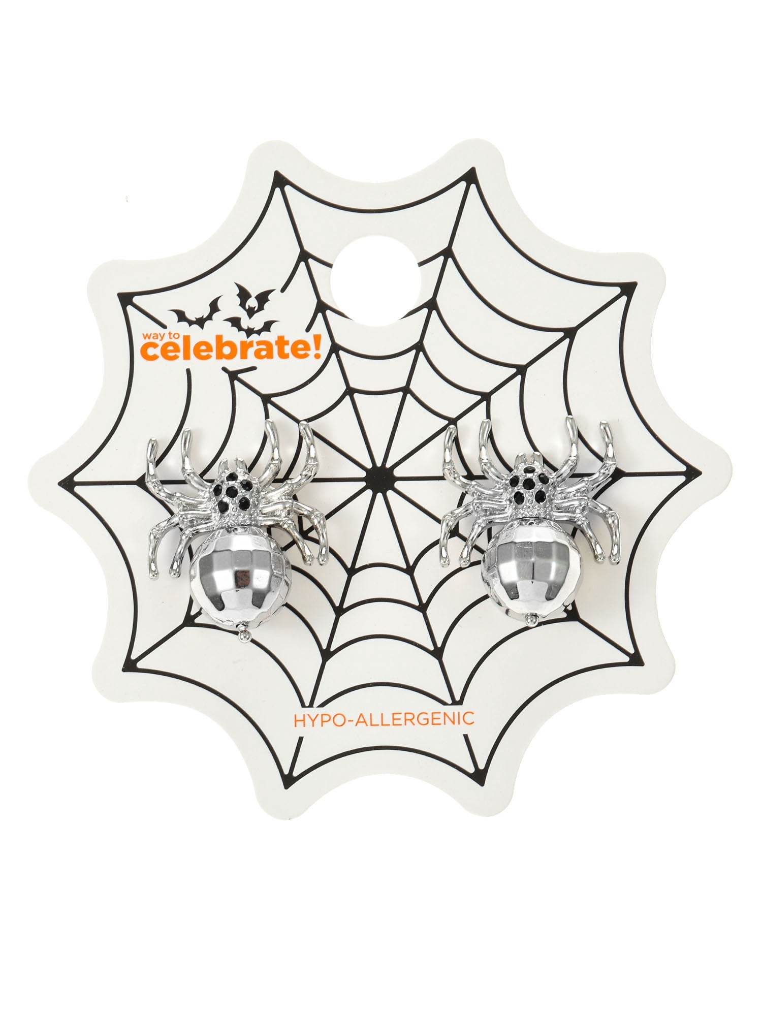 Way to Celebrate Disco Ball Spider Halloween Earrings, 1 Pair