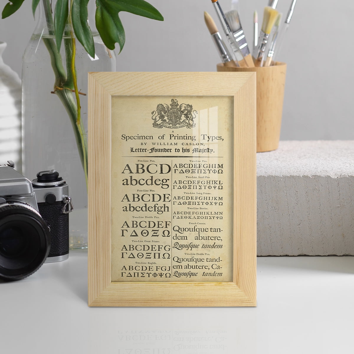 Encyclopediae VI -Framed Print w/glass-Natural Wood