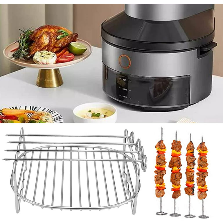 Air Fryer Double Layer Rack, Bomutovy 7 in Multi-purpose Rack with 4  Skewers Air Fryer Accessories Fits Most 4.2QT or Above