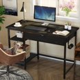 thumbnail image 3 of Computer Desk with Shelves and Drawer, 39'' Home Office Writing Desk, Laptop Study Table Workstation,Business Style, Stable Metal Frame, Black,CPT003-BK100-RR, 3 of 7
