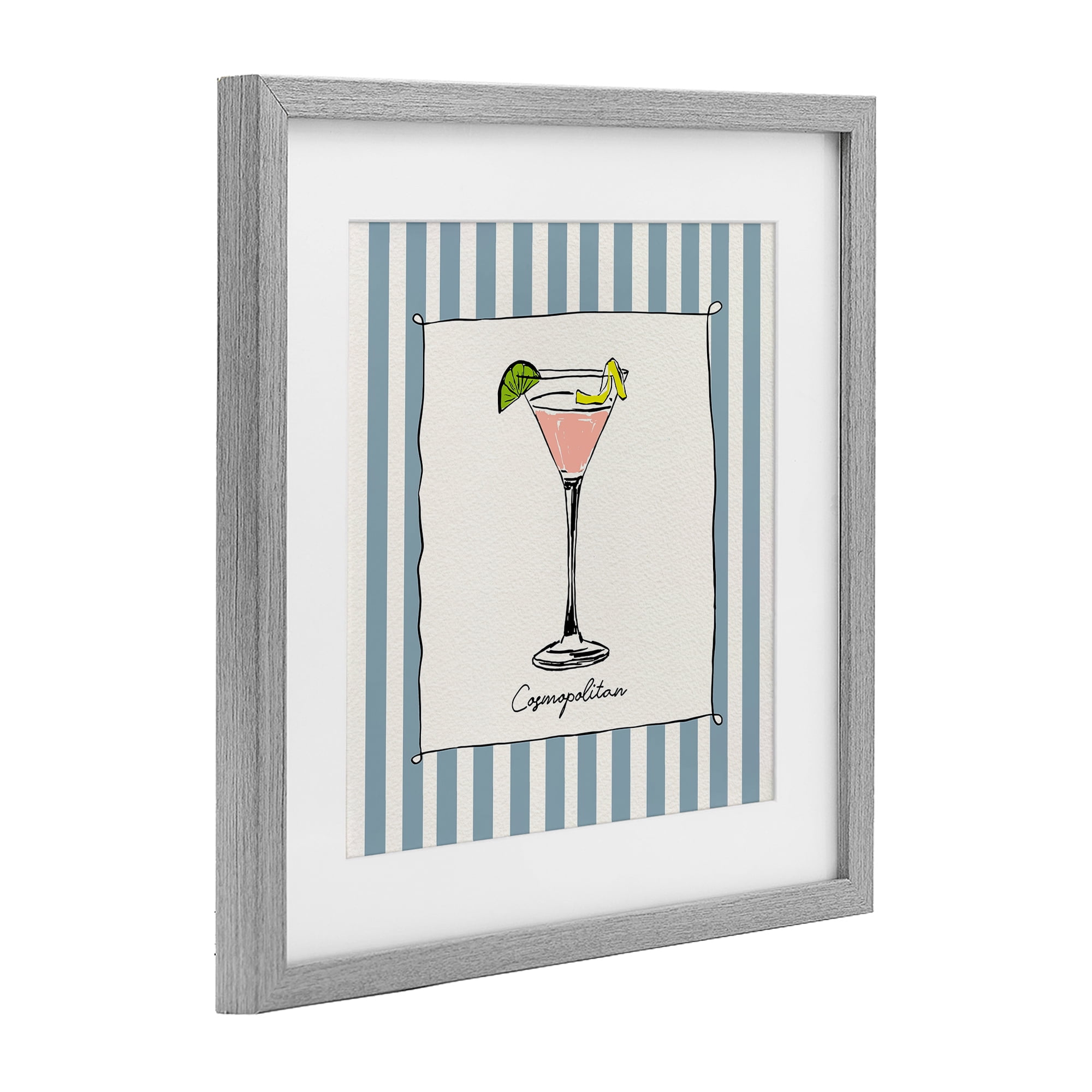 Stupell Industries Cosmopolitan Summer Stripes Gray Framed Print Under Glass, design by Susan Jill