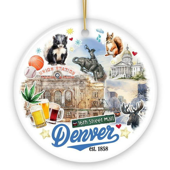 Denver Colorado Artistic Ceramic Ornament, Souvenir and Christmas Decoration Keepsake