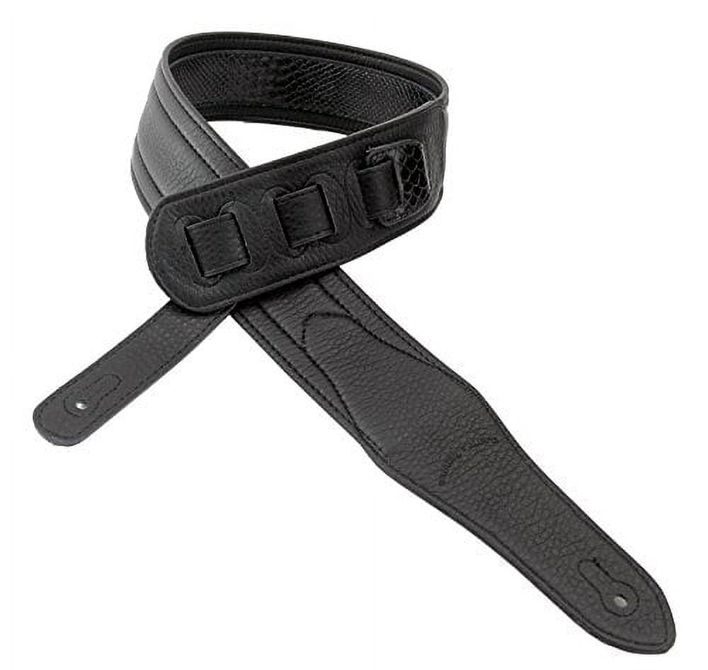 Walker & Williams SF-06 Black Snakeskin Pattern Padded Guitar Strap with Snakehead