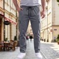 thumbnail image 7 of Nestiefly Mens Cargo Pants Relaxed Fit Chino Elastic Waist Multi Pocket Hiking Work Trousers Gray 4XL, 7 of 7