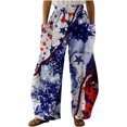 thumbnail image 2 of AOOCHASLIY Women Independence Day Pants Running Exercise Pants Women Casual Printing Pockets Elastic Mid-Waist Comfortable Wide-Legged Loose Pants, 2 of 4