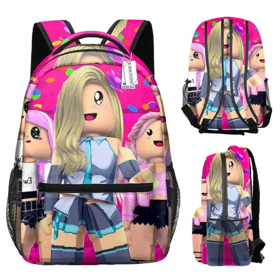 Roblox printed backpack, waterproof, casual and lightweight, suitable for primary and secondary school students, 17-inch backpack
