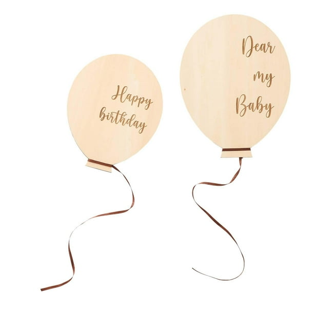 Bebé Mensual Hito Globo Bebé Globo de madera Hito Fiesta Suministro Foto Props Hito de madera para niños pequeños Niños Niñas Bebé recién nacido 2 piezas CUTICAT Globo de hito