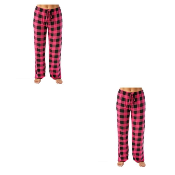 Sonducket Pantalón largo para mujer, colorido, informal, transpirable, Flexible, a cuadros, para el hogar, dormitorio, niñas, señoras, Vino rojo S 2piezas