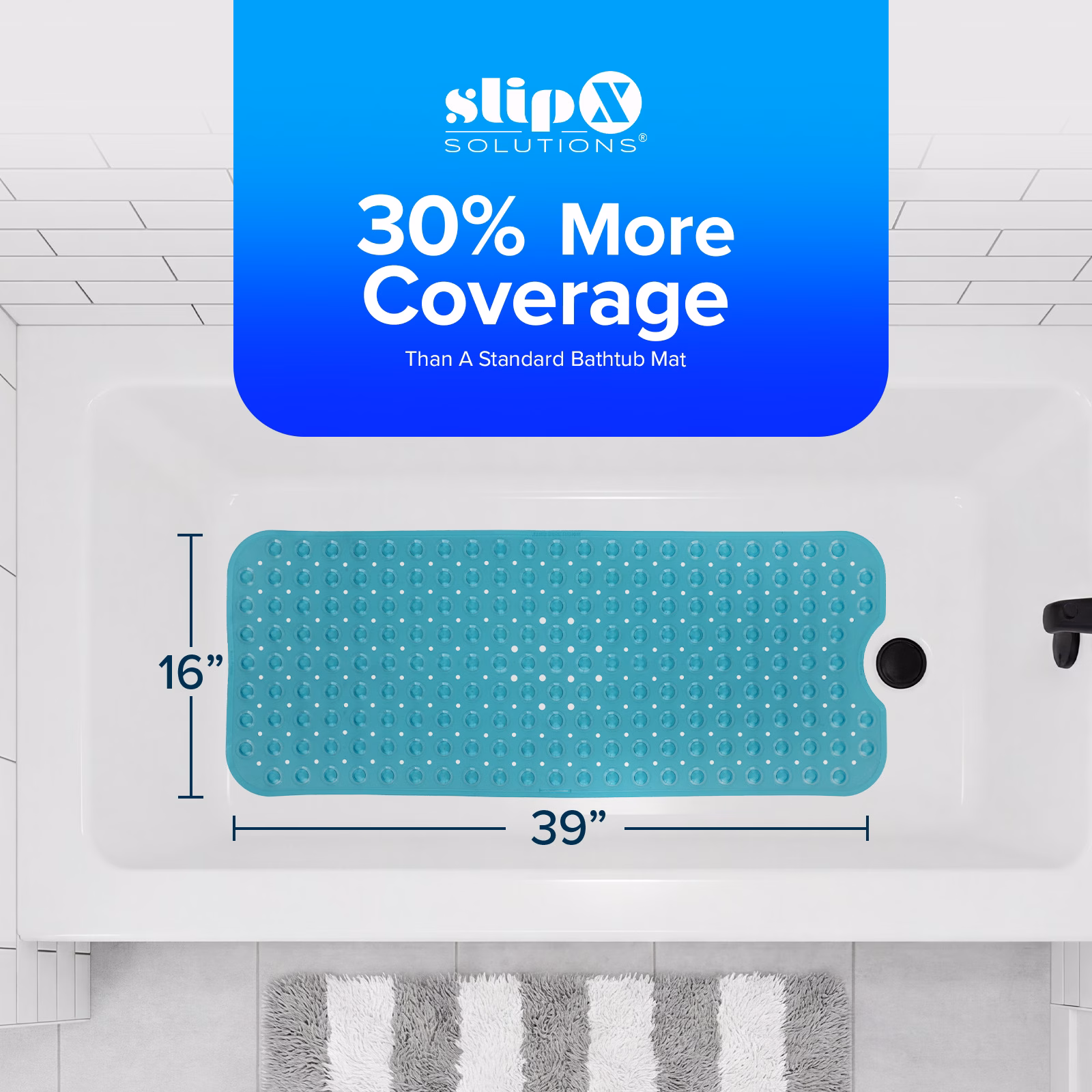 thumbnail image 6 of SlipX Solutions Bathtub Mat Non Slip 39 x 16, Extra Long Bathroom Shower Mat, Suction Cups, 6 of 8