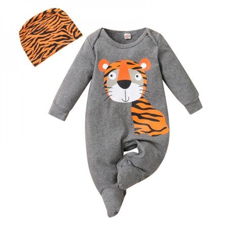 

Jandel 2PCS Autumn Baby Girl Boy Cartoon Animal Pattern Clothes Infant Long Sleeve Bodysuit+Hat Newborn Romper Clothing Outfit Set