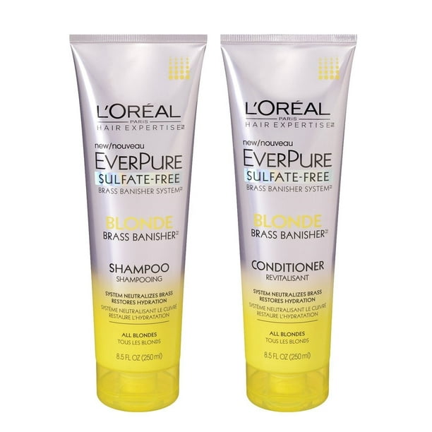L'Oreal EverPure Blonde Brass Banisher Shampoo and Conditioner Set Combo