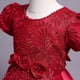 thumbnail image 3 of Vestido de una pieza para niña Vestido largo de princesa en raso con bordado, rojo, 6-7 años, altura 130 cm., 3 of 5