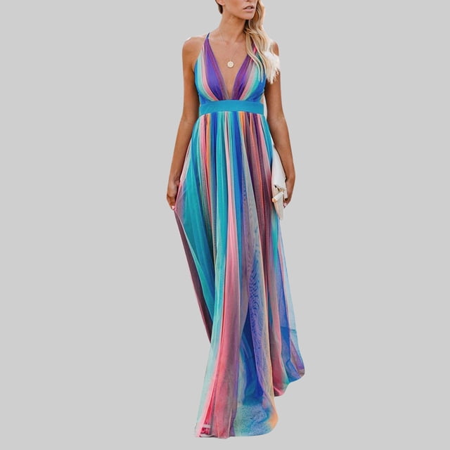 TIMIFIS Robe d'Été Décontractée Ample pour Femme, Longue, Sans Manches, Fendue, Robes Maxi, Robes d'Invitée de Mariage, Robe d'Été à Fleurs, Robes de Plage, Décontractée, Robe T-Shirt Décontractée -