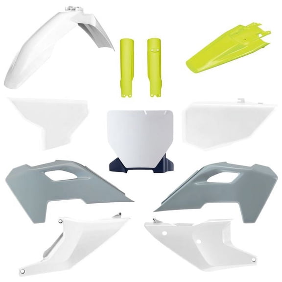 Polisport Motocross (MX) Replica Plastic Kit for Husqvarna TC & FC (2023-2024) Dirt Bike – OEM Quality, Durable, Flexible & Perfect Fit – White/Yellow/Grey