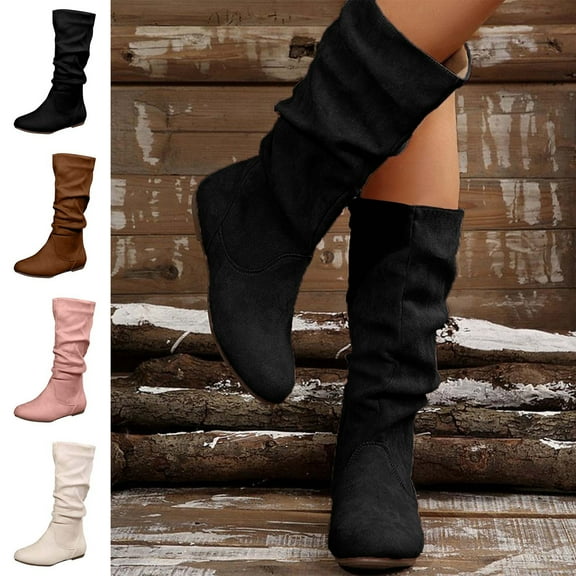 SKIYLEVZ Knee-High Boots for Women Combat Boots Winter Cold Weather Shoes with Chunky Sole Comfort Platform Waterproof Winter Snow Boots Non-Slip Holiday Season