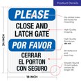 thumbnail image 3 of Please Close and Latch Gate Sign, Bilingual English and Spanish,, 3 of 8