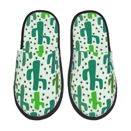 Balery Cactus 1 Slient Indoor Furry Fleece Comfort House Shoes Soft Non-Slip Home Shoes Cotton slippers House Slippers-- Medium