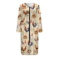 thumbnail image 3 of Yuyamidu Chicken Long Sleeve Robes for Women with Zipper Bathrobe Cock Spa Robe Comfy Crewneck Nightgown Ladies Sleep Dresses Mid Calf Length Robe Size 3XL, 3 of 7