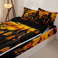 thumbnail image 3 of Manfei Western Spooky Haunted House Zipper Full Size Comforter Sets with Fitted Sheet and 2 Pillowcases for Kids, Black Orange Halloween Theme Zipper Bedding Set, Black Reversible, 4pcs, 3 of 6