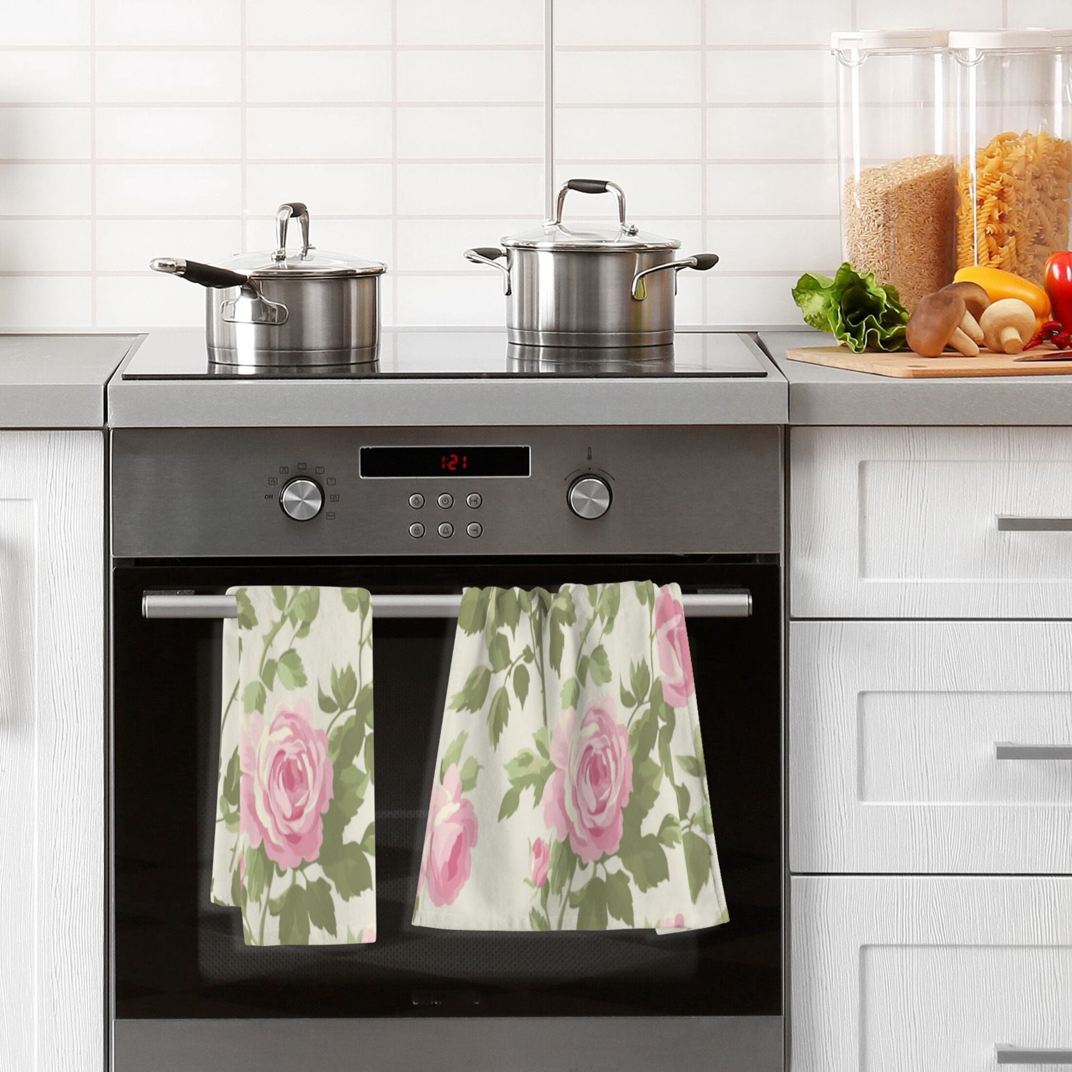Cotton Towel Two-Piece 16x28 Inch One Sizex2 Face Towel Set Towel Set Cotton Hand Bath Towel Bathroom Beach Pretty Pink Rose