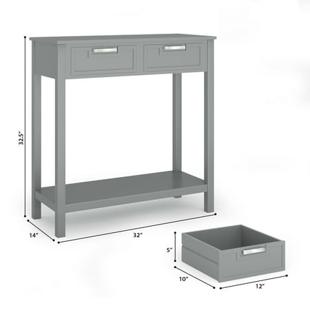 Gymax Accent Console Table Entryway, Grey Console Table With Drawers And Shelf