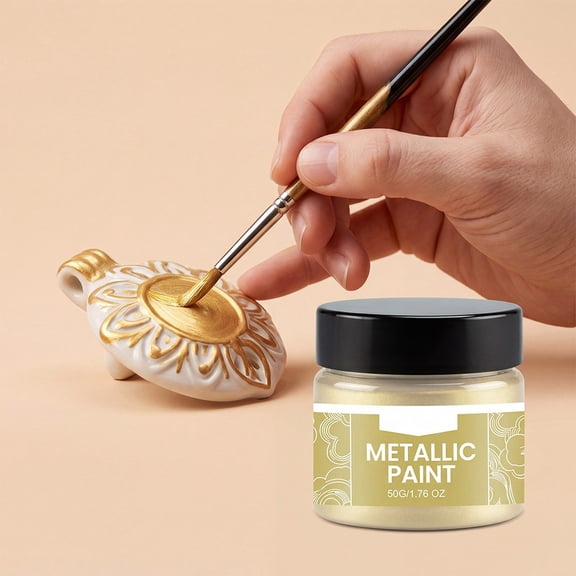 Gold Paint, High Gloss Metallic Finish Decorative Coloring Coating Creates Luxury Antique Style Durable Coverage, DIY Craft Paint for Furniture Home Decor Outdoor Projects