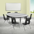 thumbnail image 2 of Flash Furniture Emmy 76" Oval Wave Flexible Laminate Activity Table Set with 16" Student Stack Chairs, Grey/Black, 2 of 15