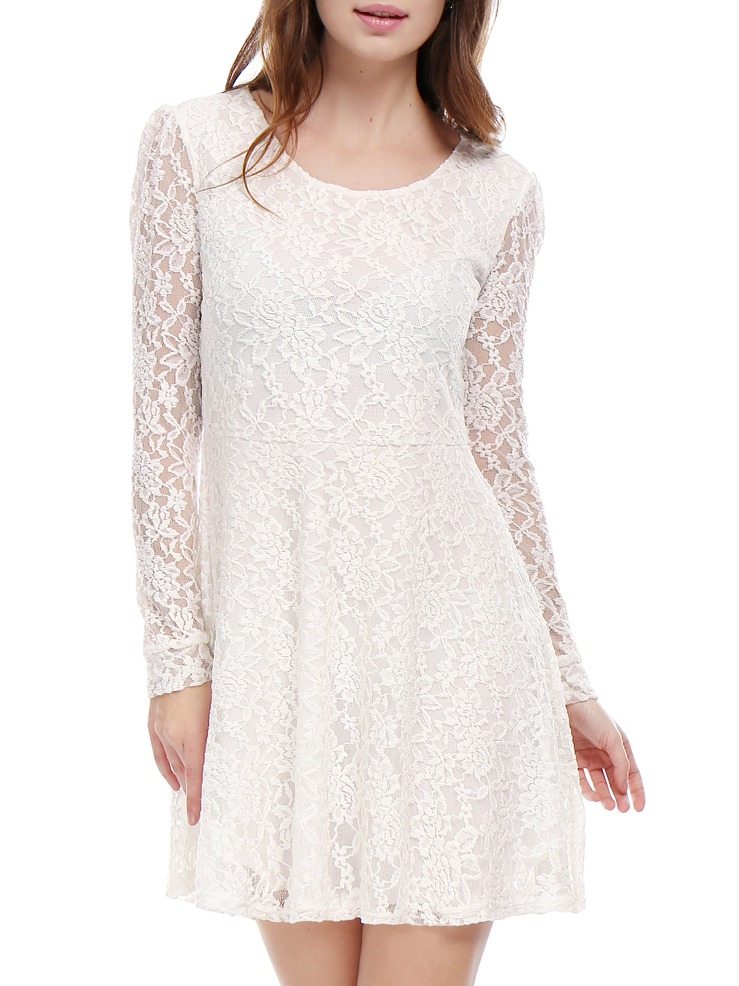 white long sleeve skater dress