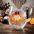 thumbnail image 5 of Halloween Stemless Wine Tumbler, Spooky Haunted House Ghost Black Cat Pumpkin Carriage Glass Cup, Indoor Outdoor Halloween Decorations, Clear Cocktail Drinkware for Party Table Decor Holiday Gift, 5 of 8