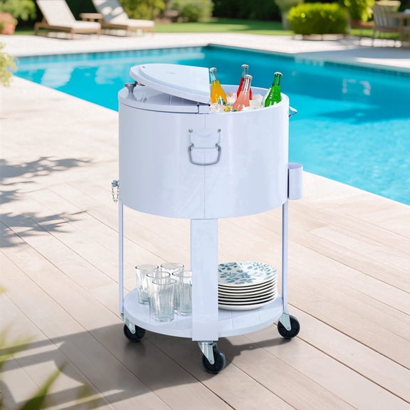 Sunjoy 60QT Sunjoy Tinley Patio Cooler White