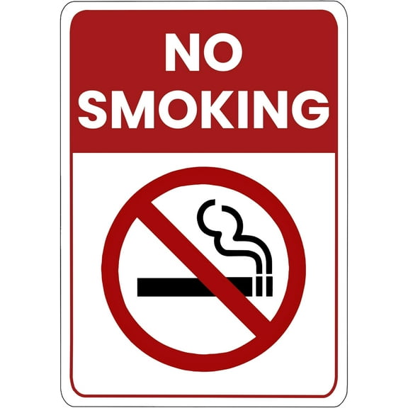 ADA CENTRAL SIGNS - No Smoking Sign with Red Banner - ADA Compliant Digitally Printed Text Wall Sign - Smoke-Free Area, No Smoking Allowed Signs for Office, Business, Restaurant - Vinyl 14” x 10”
