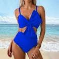 thumbnail image 4 of COMVALUE Womens Bikini Set High Waisted Swimwear Tie Knot High Rise Two Piece Swimsuits Bathing Suits (Blue, XS), 4 of 8