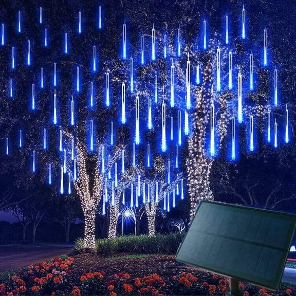 LINLIN LED Meteor Shower Solar Lights Outdoor, 50cm 10 Tubes Falling Rain Lights Solar Garden String Lights for Garden