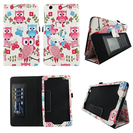 Pink Owl Butterfly AT&T Trek 2 HD Case Model 6461A 2016 Premium PU Leather Stand Cover w Auto Wake / Sleep for AT&T Trek 2 HD 8” Android Tablet Compatible w ZTE Trek 2 HD K88 Stylus Holder ID Slots