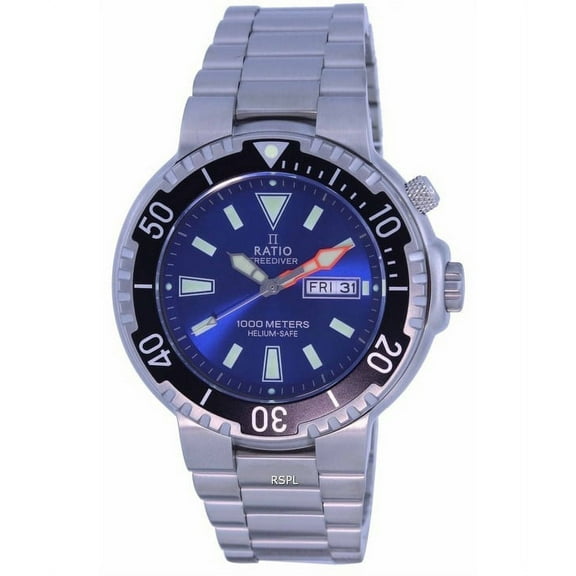 Ratio FreeDiver Blue Dial Stainless Steel Quartz 1050HA93-12V-BLU 1000M Men's Watch