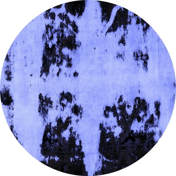 Ahgly Company Indoor Round Abstract Blue Modern Area Rugs, 4' Round