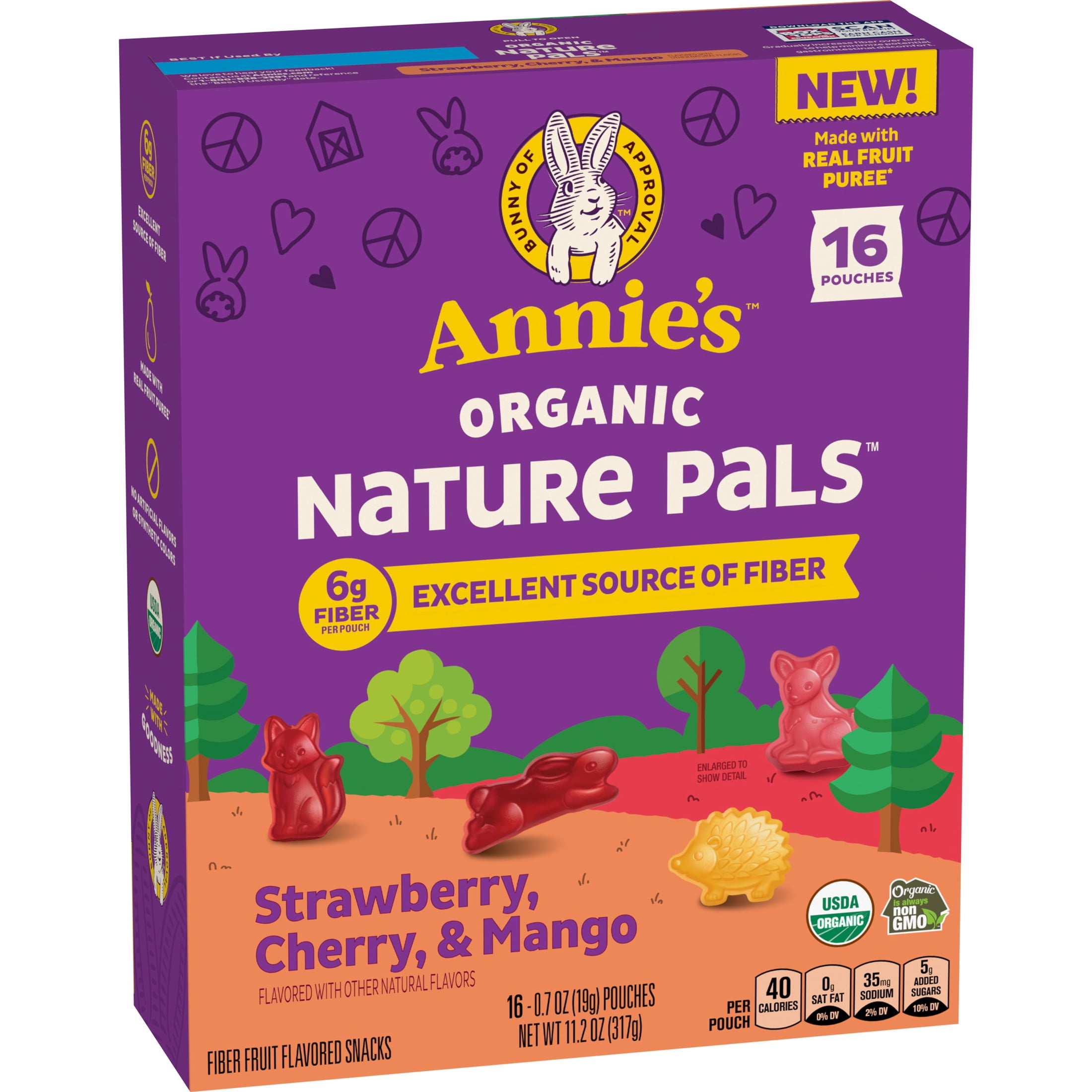 Annie's Organic Nature Pals Fiber Fruit Flavored Snacks, Gluten