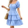 thumbnail image 3 of Women Summer Dresses Plus Size Fashion Off Shoulder Ruffle Mini Dress Casual A Line Dress Solid Ladies 2026, 3 of 10