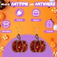 thumbnail image 5 of DESIGNICE Halloween Earrings,Red Pumpkin Halloween Jewelry,Wooden Environmental Protection Statement Earrings,Red, 5 of 7