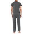 thumbnail image 3 of Lars Amadeus Men's Sleepwear Set V-Neck Short Sleeve and Bottoms Lounge Pajama Set Suit, 3 of 4