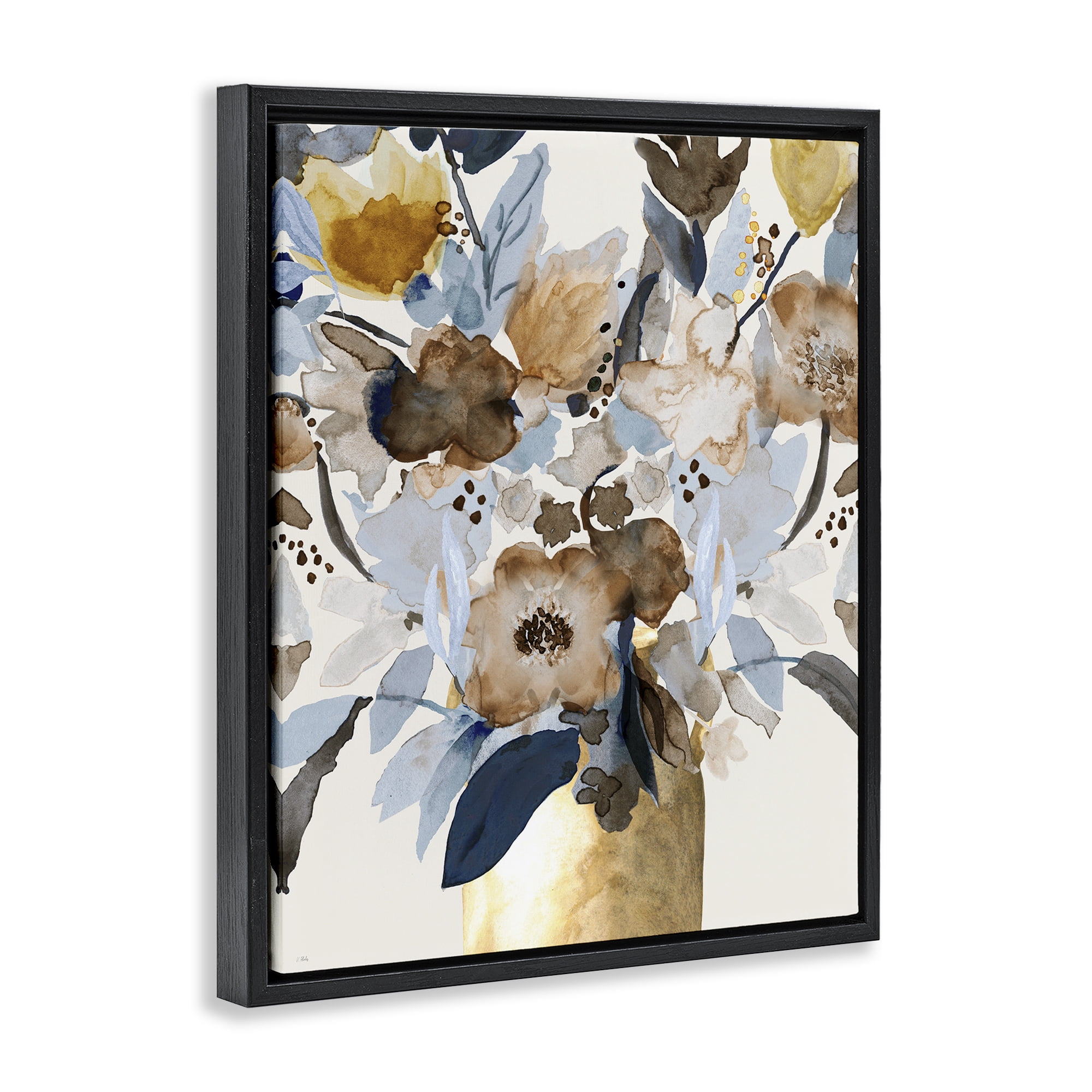 Stupell Industries Expressive Earthy Blossoms Black Framed Floater Canvas Wall Art, design by Val Rhodes
