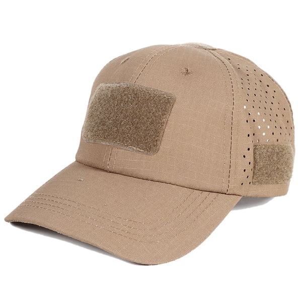 Gorra deportiva transpirable de malla para exteriores con panel de parche | Gorra de béisbol táctica de secado rápido para senderismo y pesca | Talla única ajustable para guardar gafas de sol