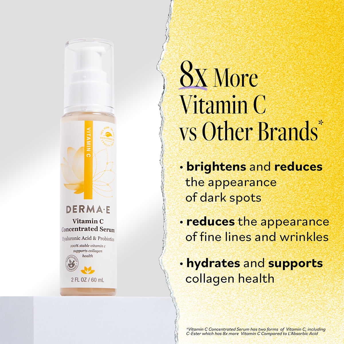 Derma E Vitamin C Concentrated Face Serum with Hyaluronic Acid, 2 Fl Oz