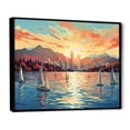 thumbnail image 3 of Designart "Sunset Sail at Vancouver Port" Oversized Coastal Framed Wall Art - Coastal Blue Coastal Port Entryway Framed Wall Art, 3 of 7