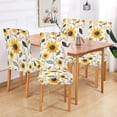 thumbnail image 2 of Yayeee 2 Pack Dining Chair Covers Stretch Parson Chairs Slipcovers Seat Protector, White Watercolor Sunflowers, 2 of 6