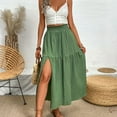 thumbnail image 6 of LYMAYTER Casual Skirts for Women Slit Elastic A Line Beach Long Skirts Summer Boho Flowy Maxi Skirt S-XL, 6 of 8